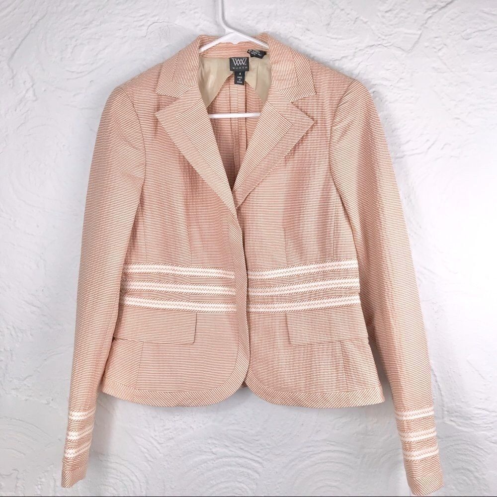 W By Worth Orange Cream Pinstripedblazer-New